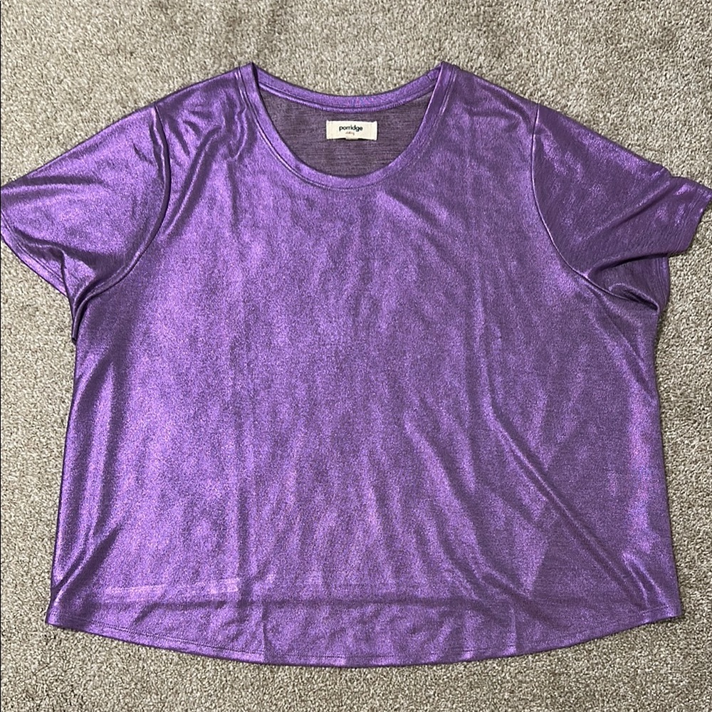 Purple Relaxed Short Sleeve Tee with Crew Neck